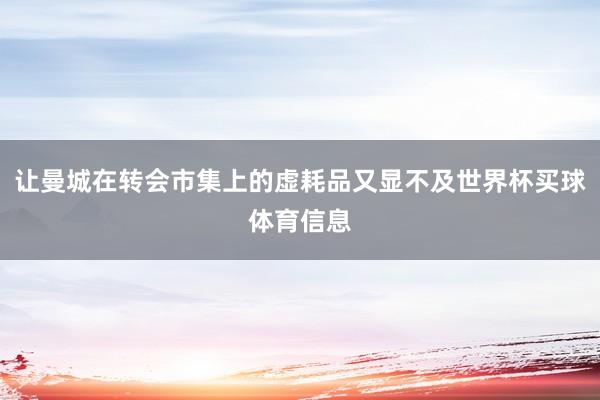让曼城在转会市集上的虚耗品又显不及世界杯买球体育信息