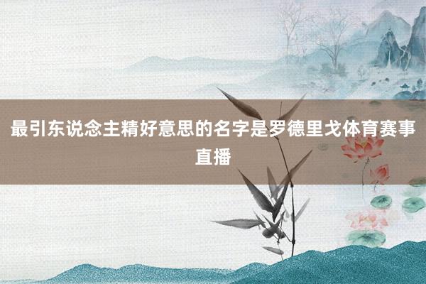 最引东说念主精好意思的名字是罗德里戈体育赛事直播
