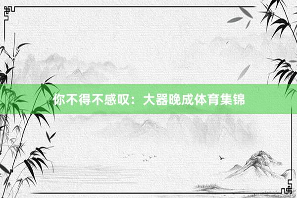 你不得不感叹：大器晚成体育集锦