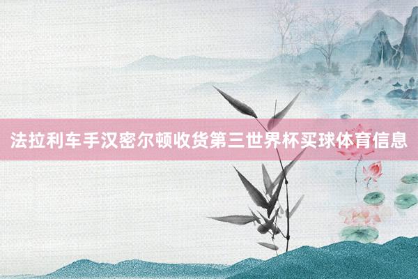 法拉利车手汉密尔顿收货第三世界杯买球体育信息
